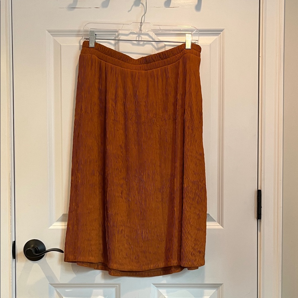 Vintage Plisse Burnt Orange Midi Skirt